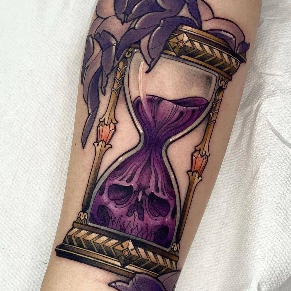 Neo traditional style hourglass tattoo  Tattoogridnet