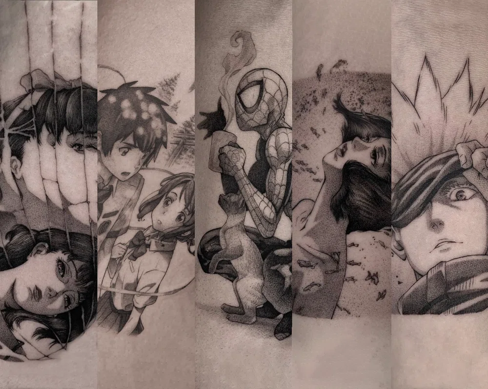 Divers tatouages par l'artiste Roger Monlix