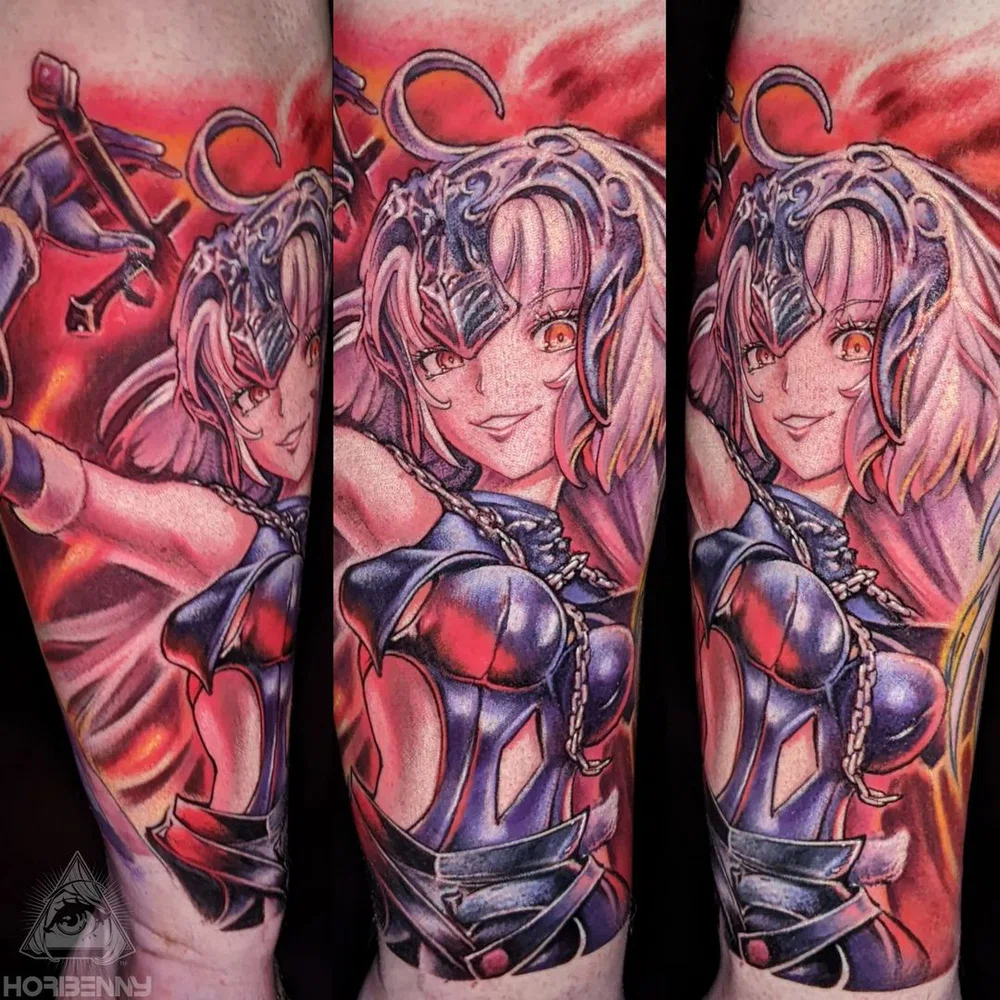 Tatouage anime en couleur par l'artiste Hori Benny.