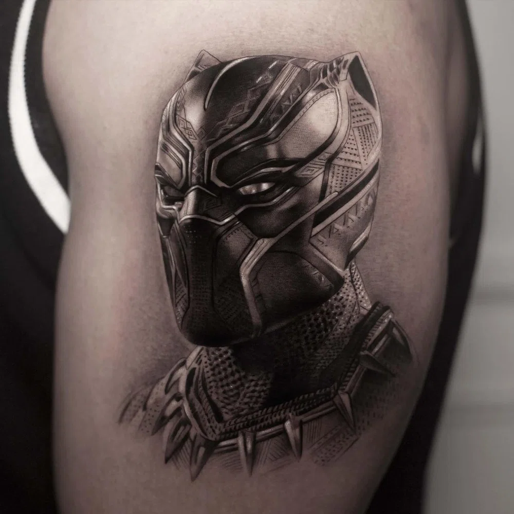 Black Panther Tattoo on Woman's Shoulder