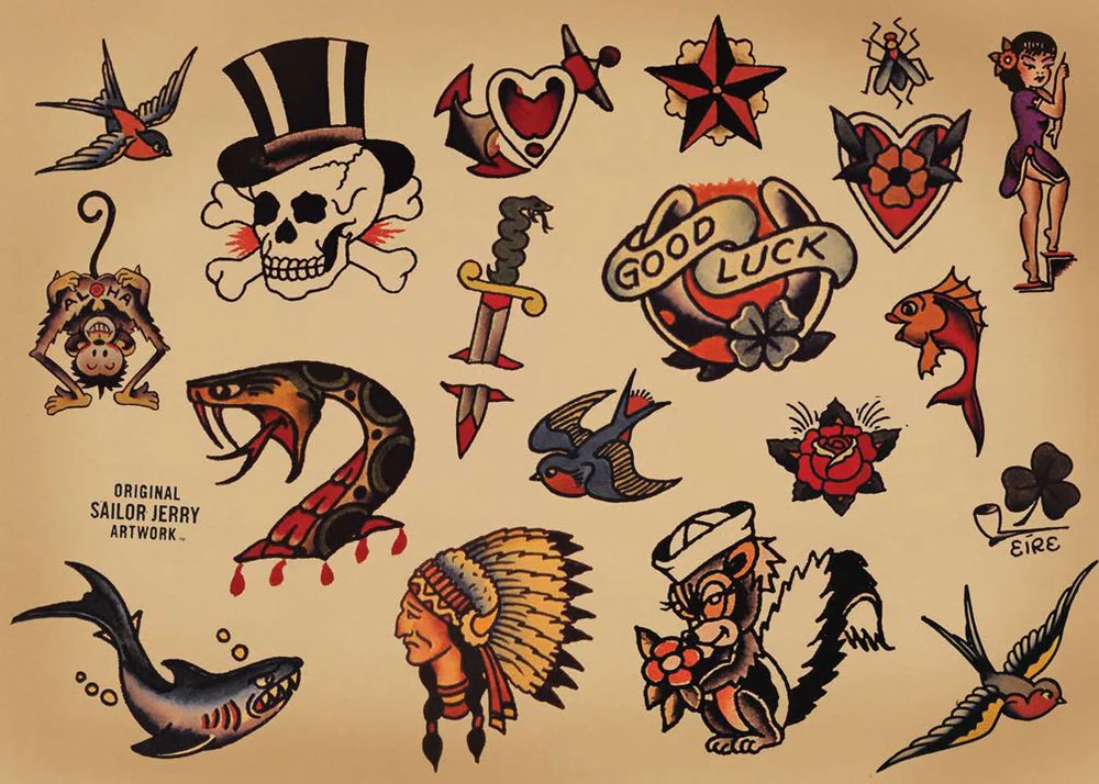 Buy Bruno RVA 08 Traditional Vintage Style Tattoo Flash 10 Sheets 11x14 Old  School NEO Traditional Online at desertcartINDIA