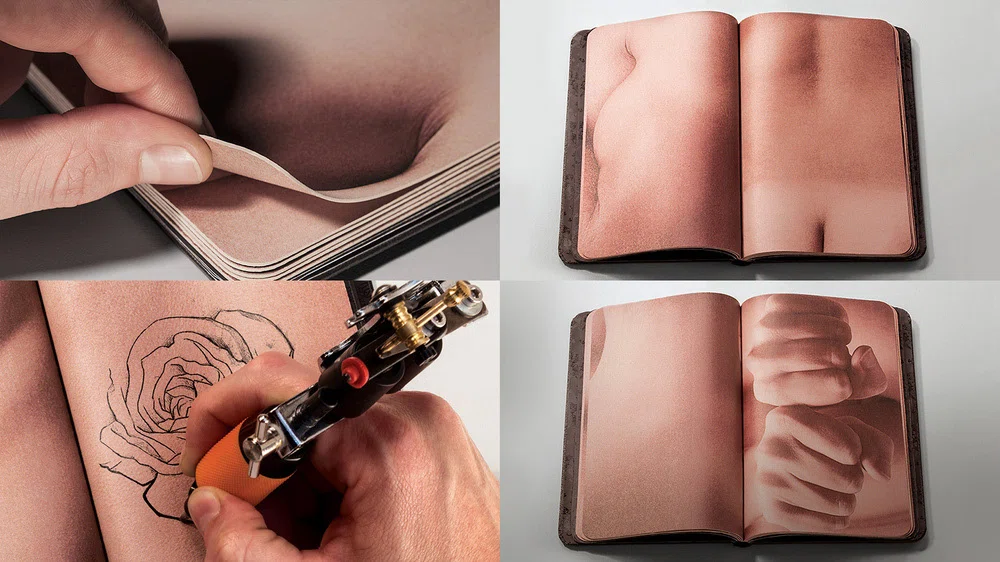 Interior del libro de pieles sintéticas The Skin Book